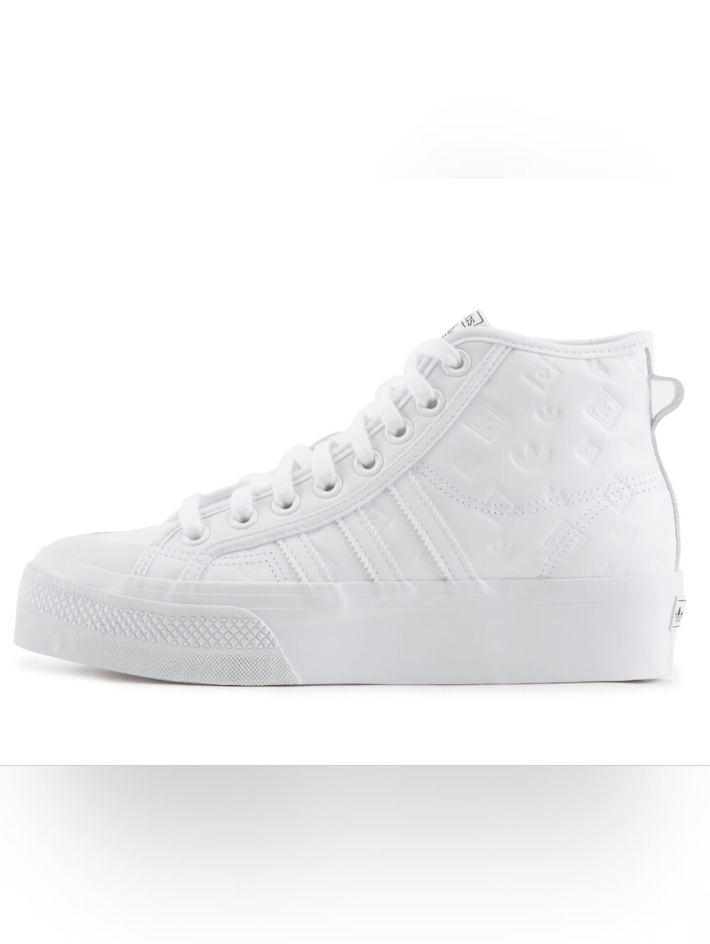Adidas Nizza Women's All-White Leather High-Top Platform Sneakers